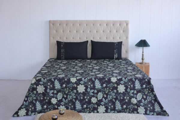 Midnight Bloom Cotton Bedsheet