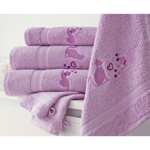 Purple light towel embroidered